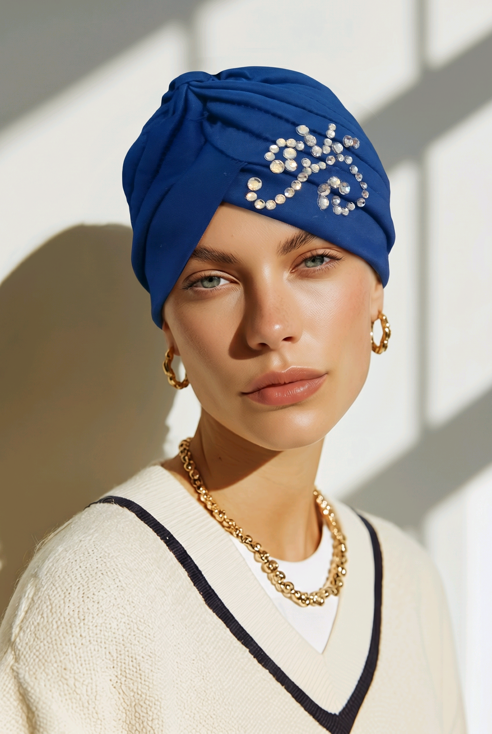 Royal Blue Embellished Turban