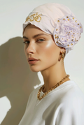 White Gold Rose Crystal Turban