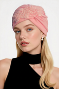 Blush Pink Floral Lace Turban