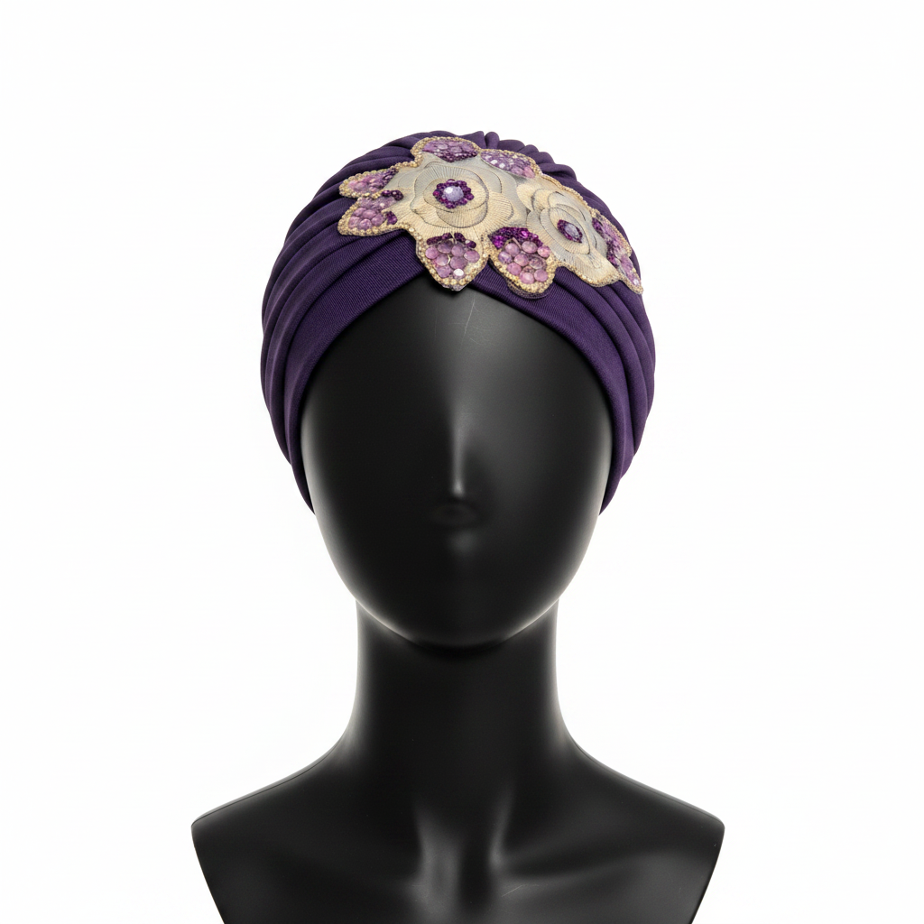 Purple Jewel Floral Turban product photo